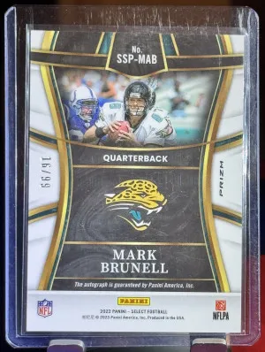 2022 Panini Select Mark Brunell #SSP-MAB Blue Select Signatures #/99 back
